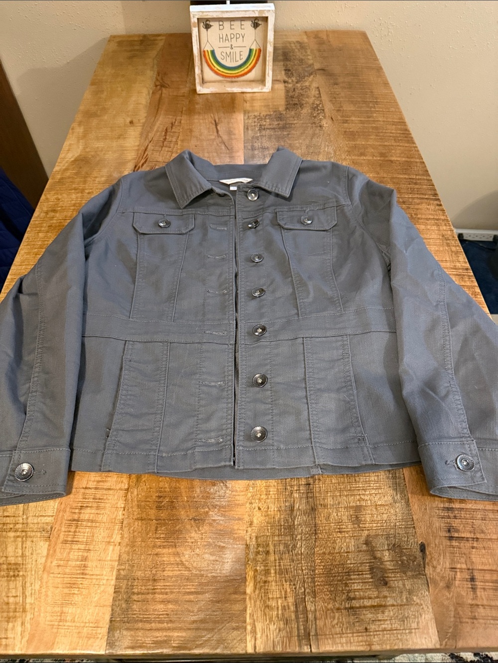 Christopher & Banks Women’s Gray Button-Front Jean Jacket